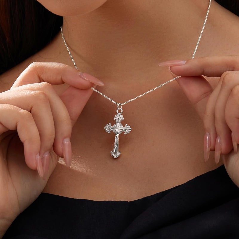 Partm Gold Cross Necklace for Women 14K Plated Dainty Pendant Cross Chain Faith Crucifix Choker Baptism Necklace for Women Trendy Religious Jewelry Hypoallergenic - Image 2